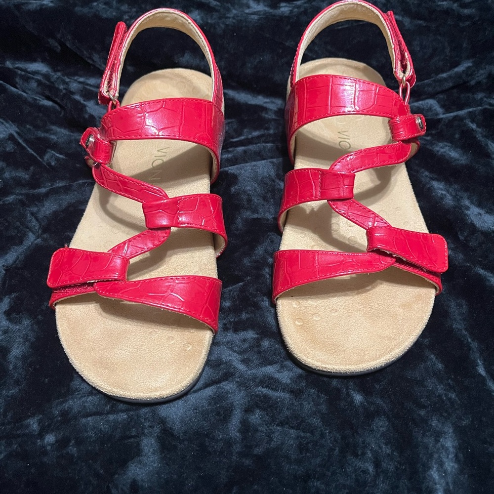 Vionic Red Back-Strap Adjustable Leather Sandals - image 2